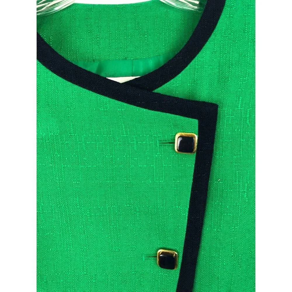 Kasper Skirt Suit 2 Piece Set Womens Size Petite 6P Green/Navy Blue - Picture 6 of 16